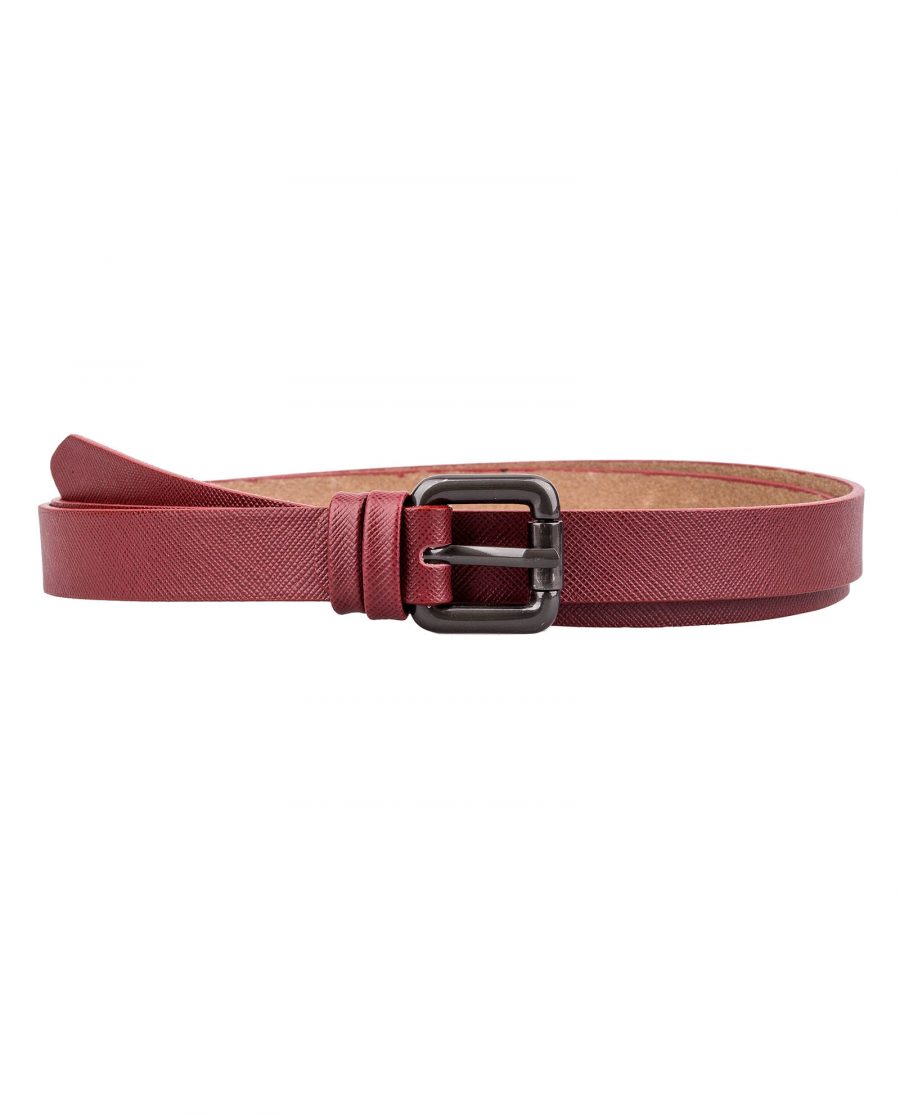 Ruby-Red-Saffiano-Skinny-Belt-First-picture