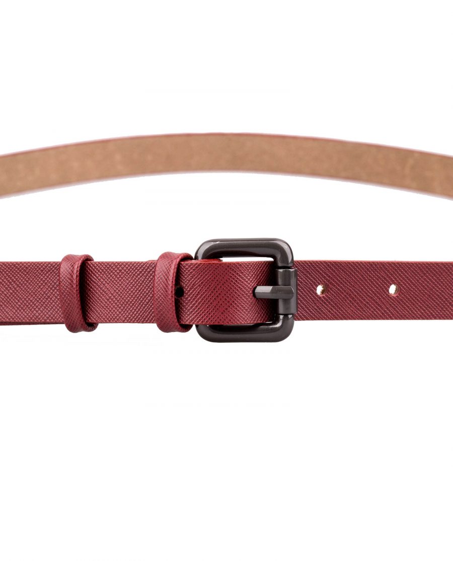 Ruby-Red-Saffiano-Skinny-Belt-Front-Image