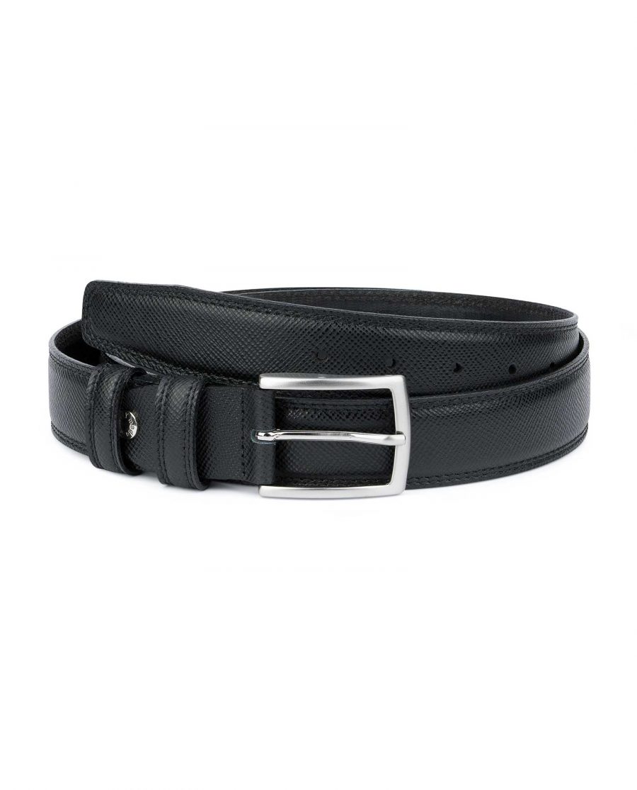 Saffiano-Black-Leather-Belt-Mens-Dress-Capo-Pelle