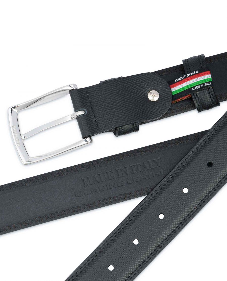 Saffiano-Black-Leather-Belt-Mens-Dress-Heat-stamp
