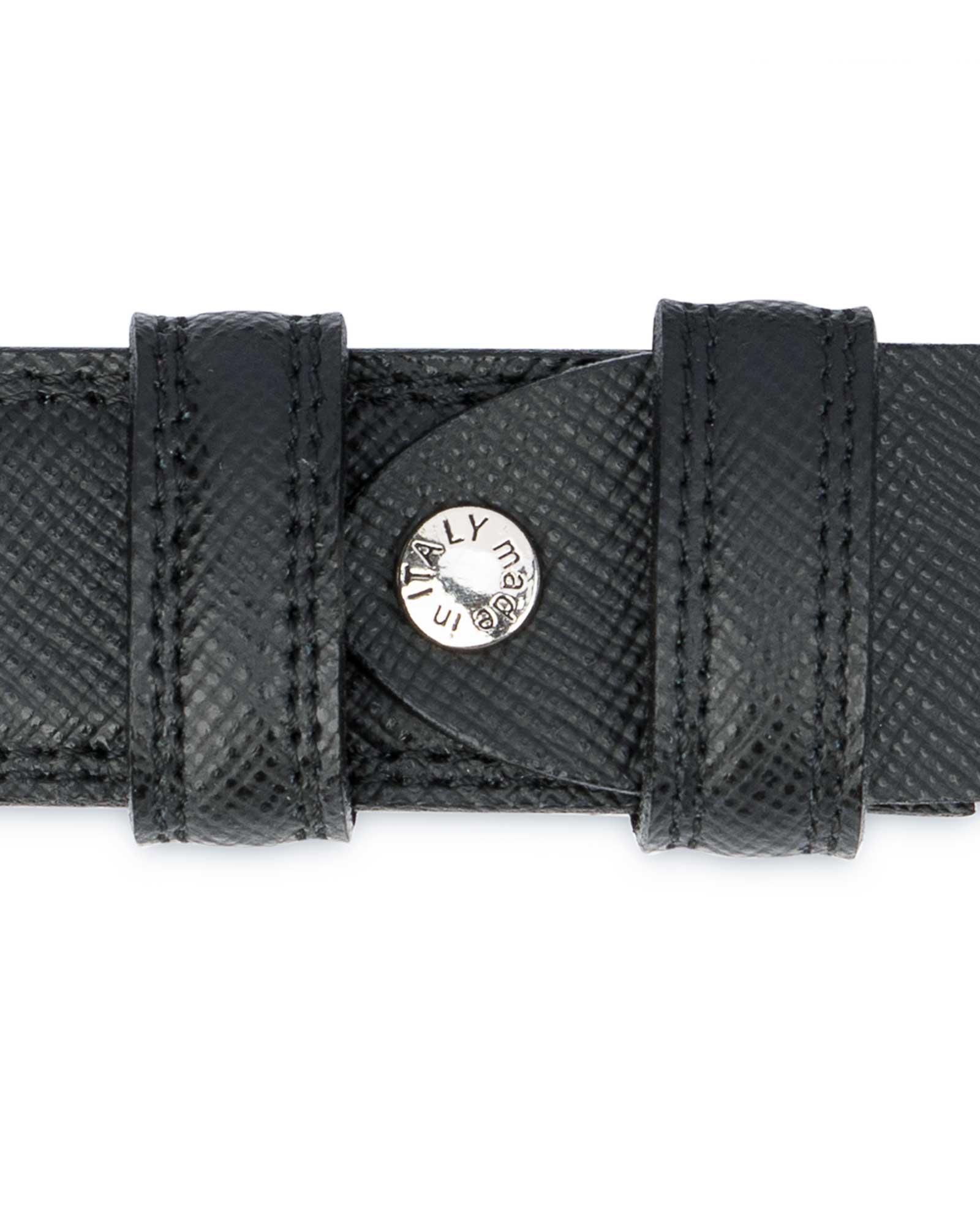 Buy Saffiano Black Leather Belt | Men's Dress | LeatherBeltsOnline.com