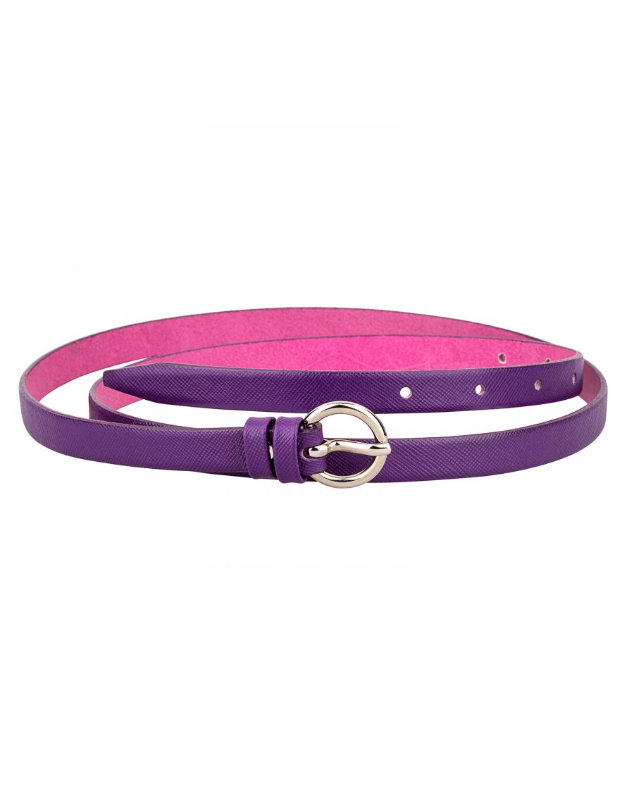 Saffiano-skinny-belt-purple