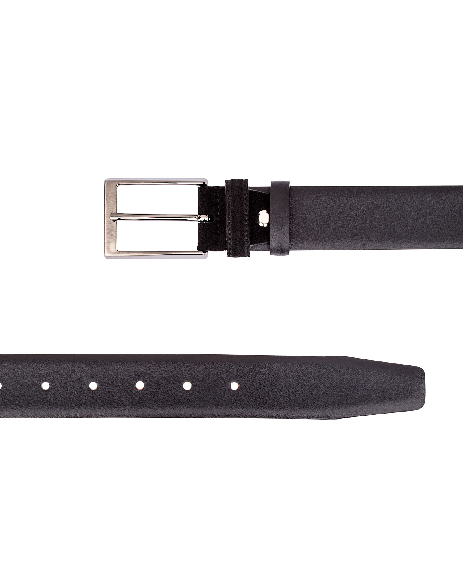 Buy Black Smooth Leather Belt with Suede | Free Shipping Worldwide
