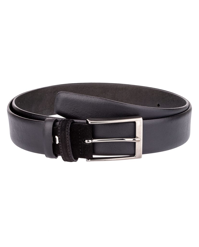 Buy Black Smooth Leather Belt with Suede | Free Shipping Worldwide