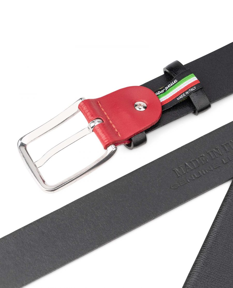 Smooth-Leather-Belt-in-Black-with-Red-Buckle-Mens-by-Capo-Pelle-Hot-stamp