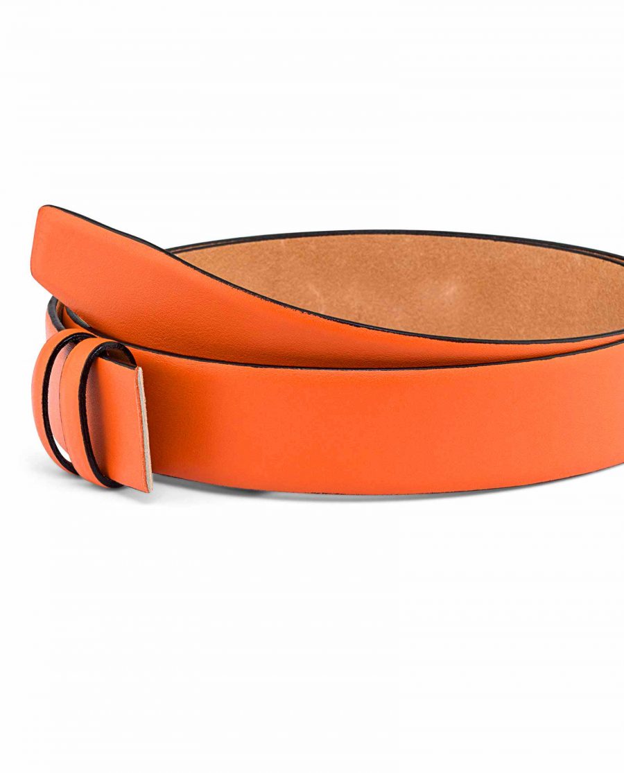 Buy Smooth Leather Orange Belt Strap - 3.5 cm - LeatherBeltsOnline.com