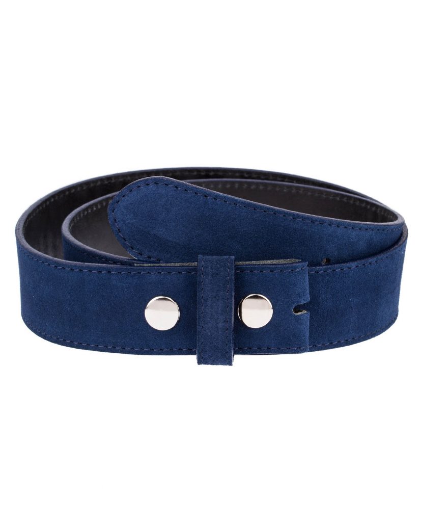 Buy Snap On Belt Strap - Blue Suede Leather - LeatherBeltsOnline.com