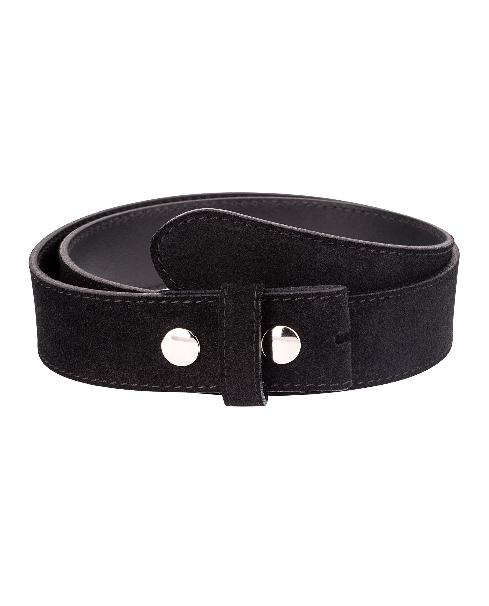 Buy Snap on Belt Strap - Black Suede Leather - LeatherBeltsOnline.com