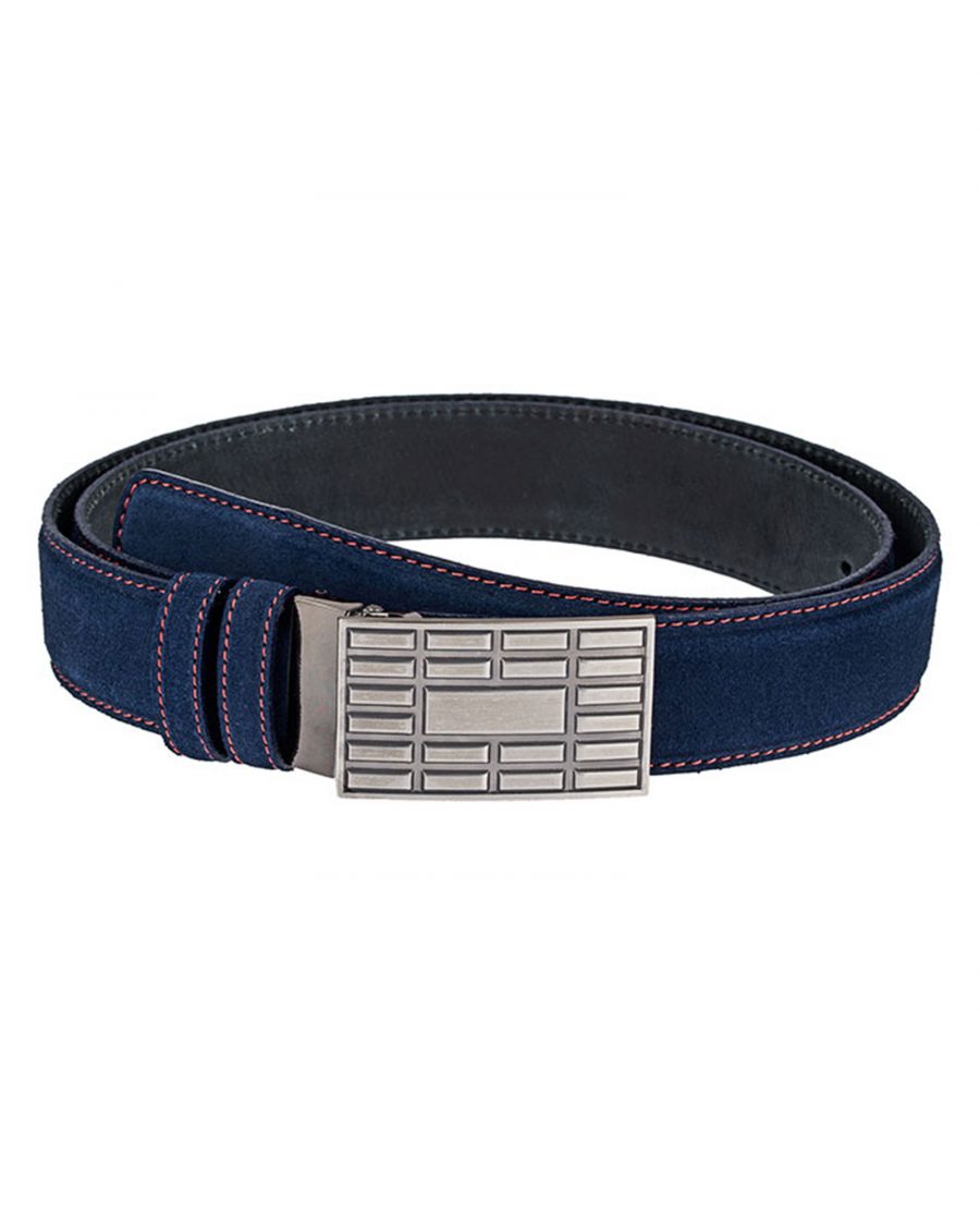 Suede-Belt-Red-Thread-With-Brick-Buckle-Front-One
