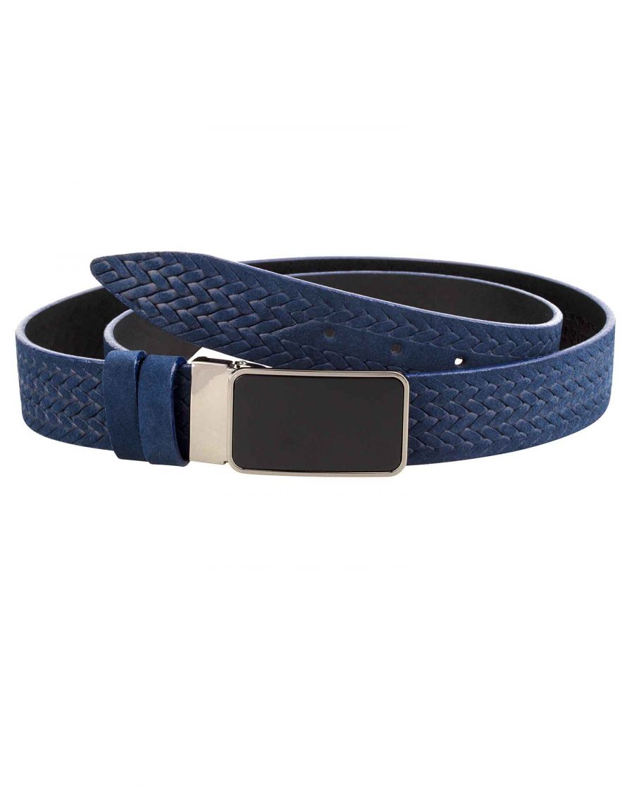 Buy Blue Suede Mens Woven Belt - Capo Pelle - Free Shipping