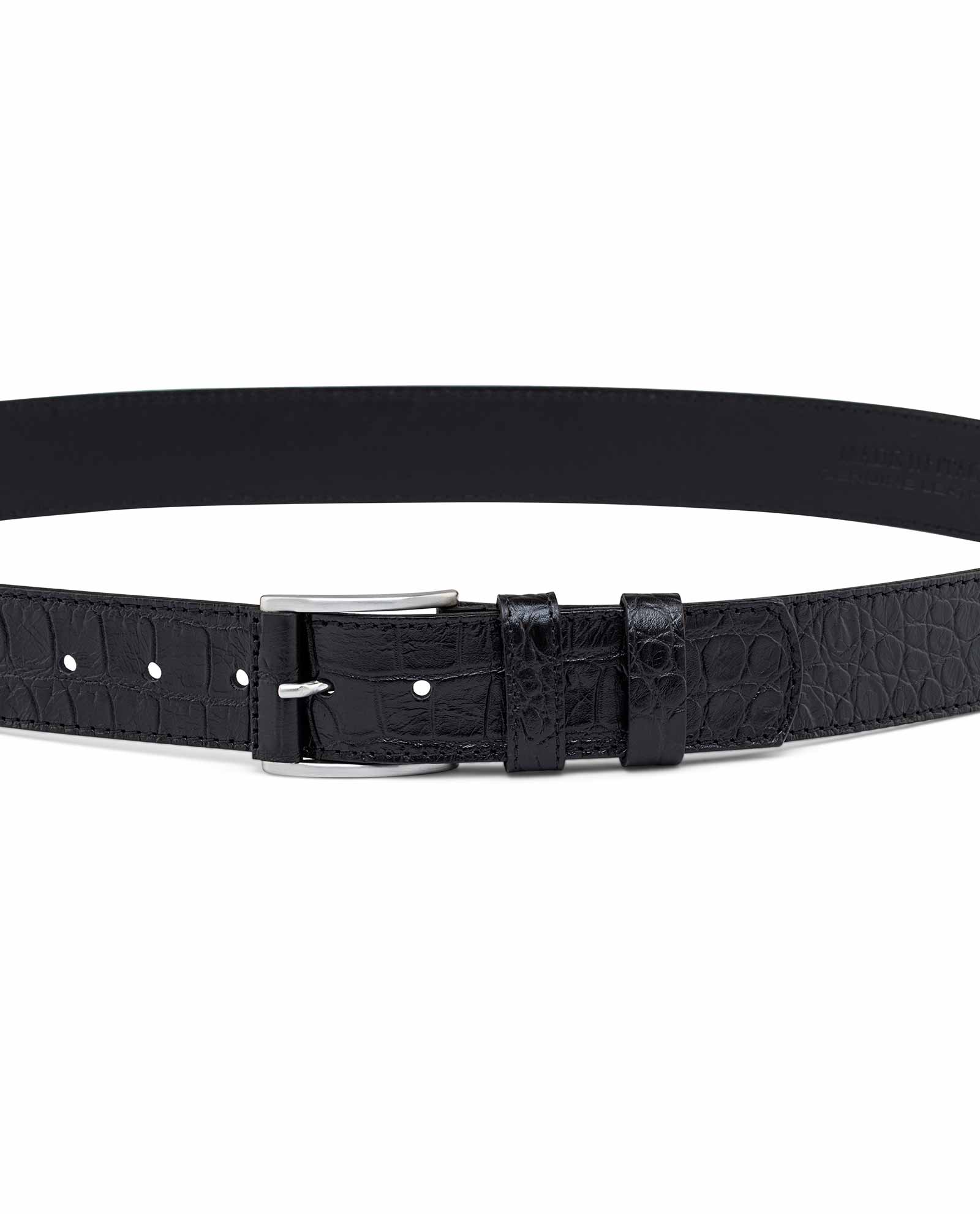 Buy Black Thick Leather Belt | Croco Emboss | Free Shipping