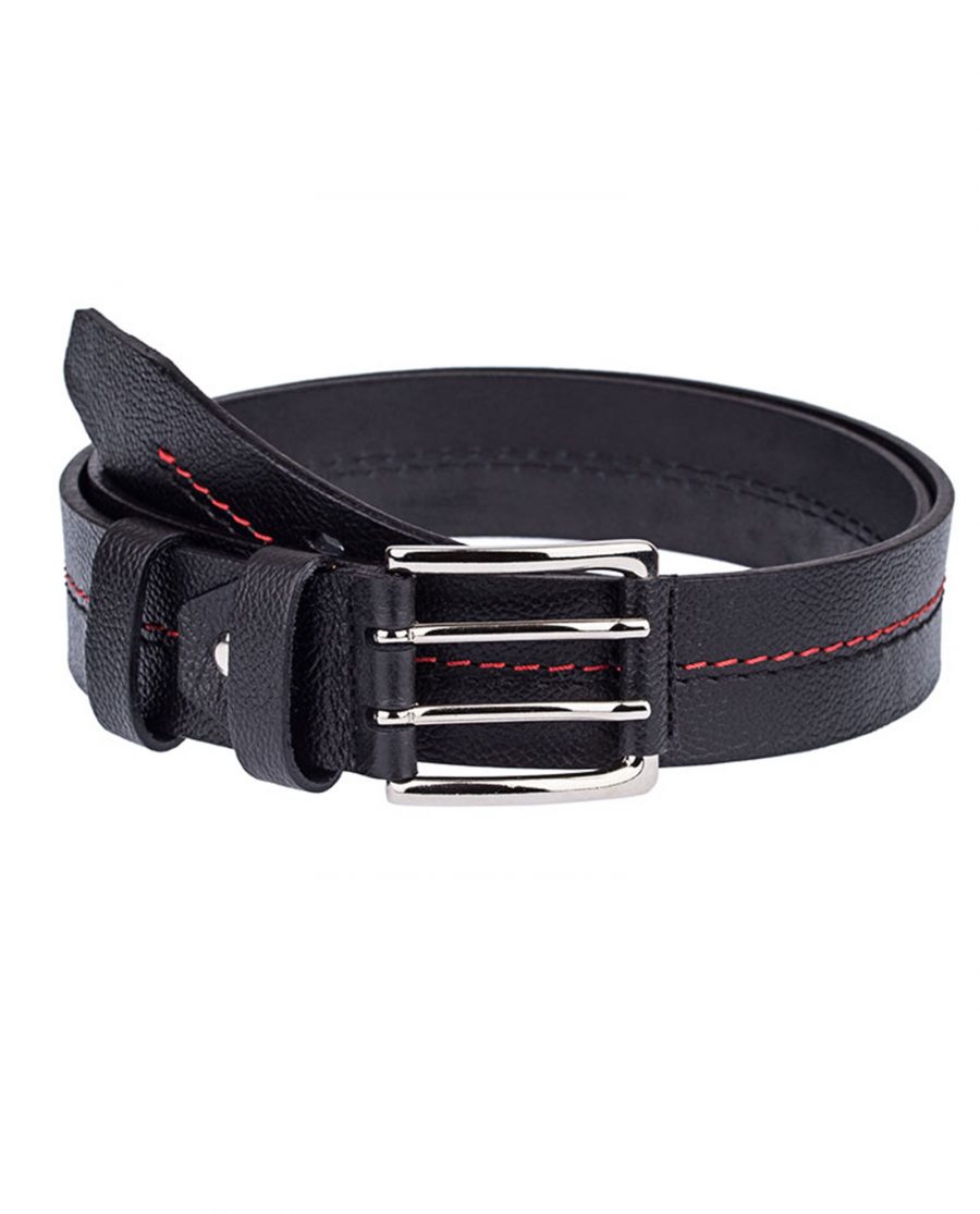 Thick-Leather-Belt-Red-Threaded-Front