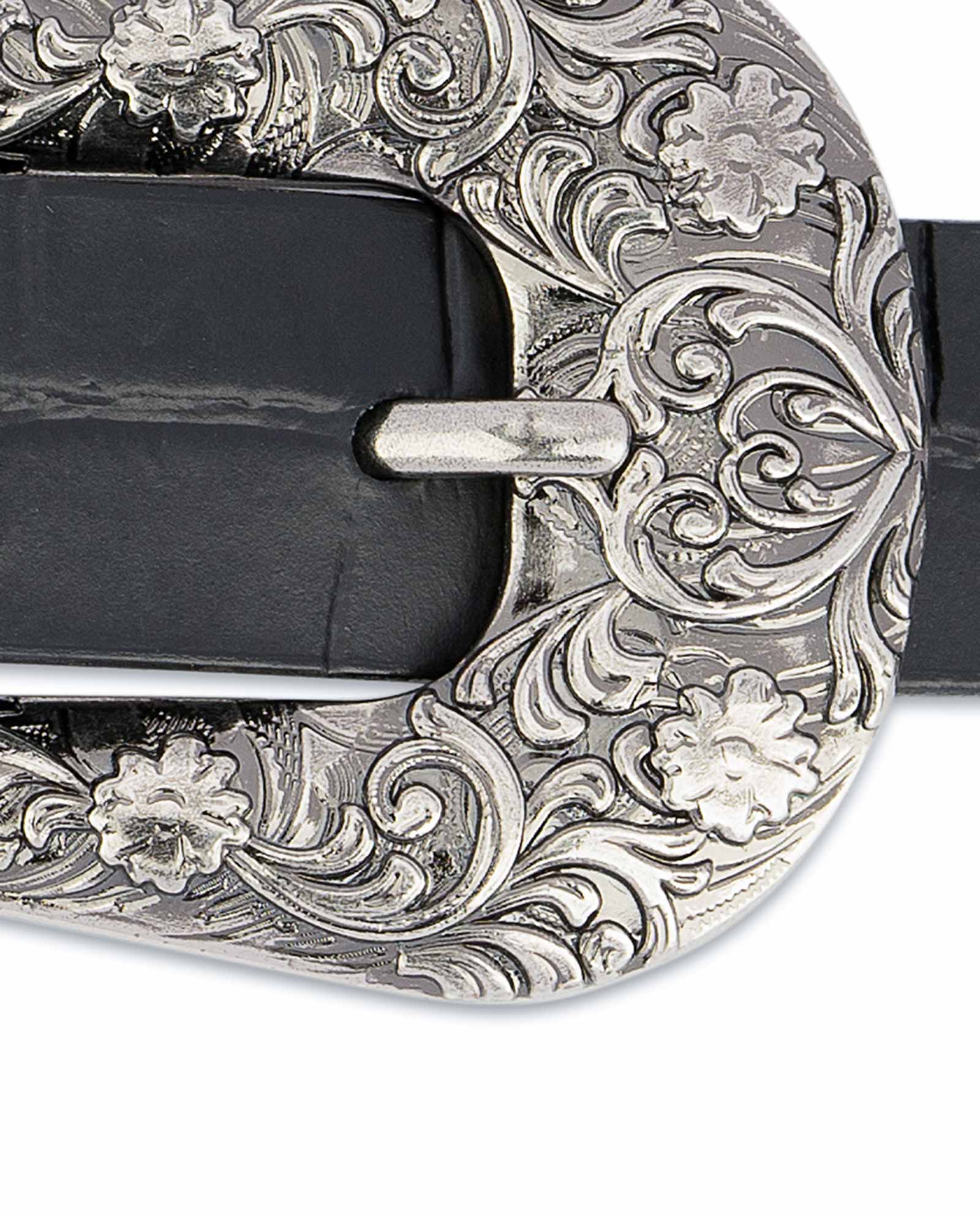 8seconds 20mm Real Leather Western Slim Belt Black