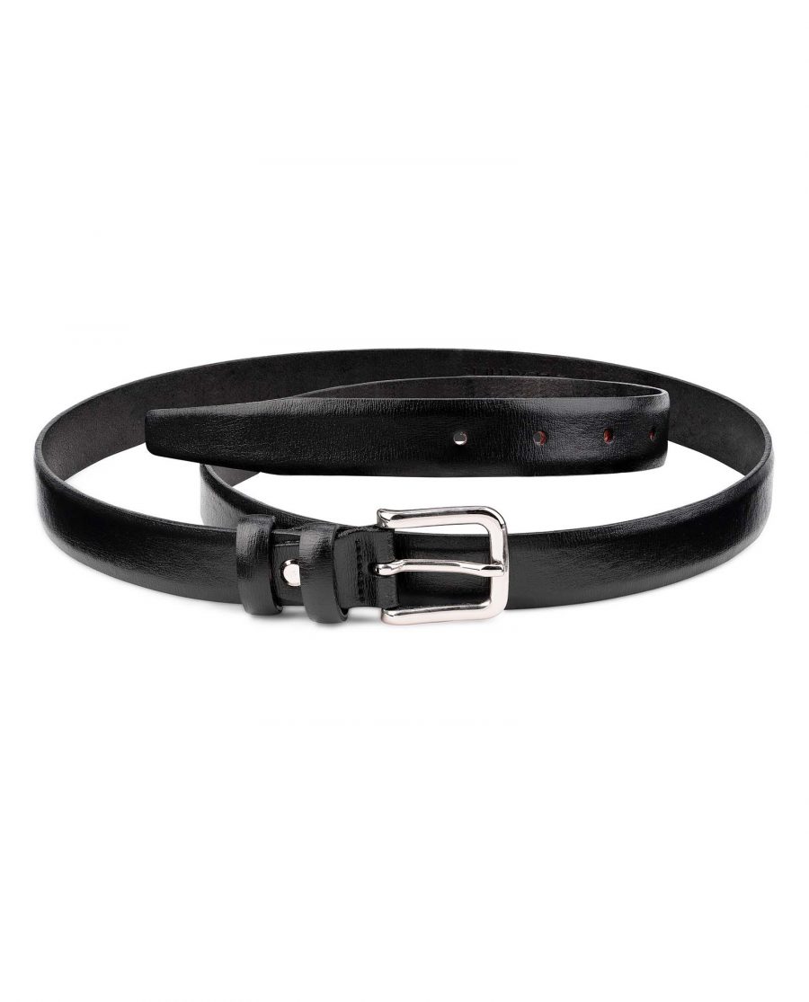 Thin-Leather-Belt-Smooth-Black-1-inch-Wide-by-Capo-Pelle-First-picture