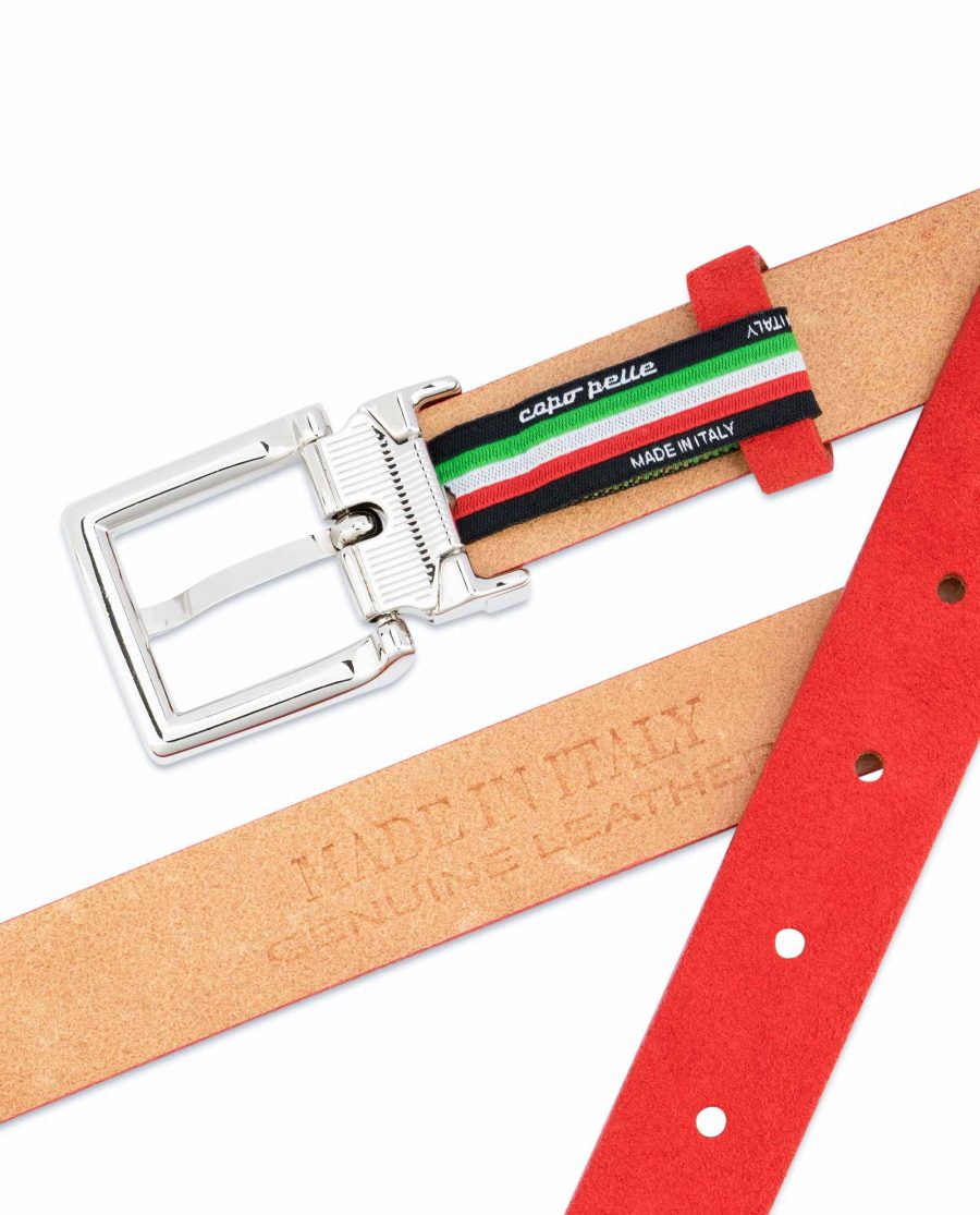 Thin-Red-Suede-Belt-Womens-1-inch-Italian-leather