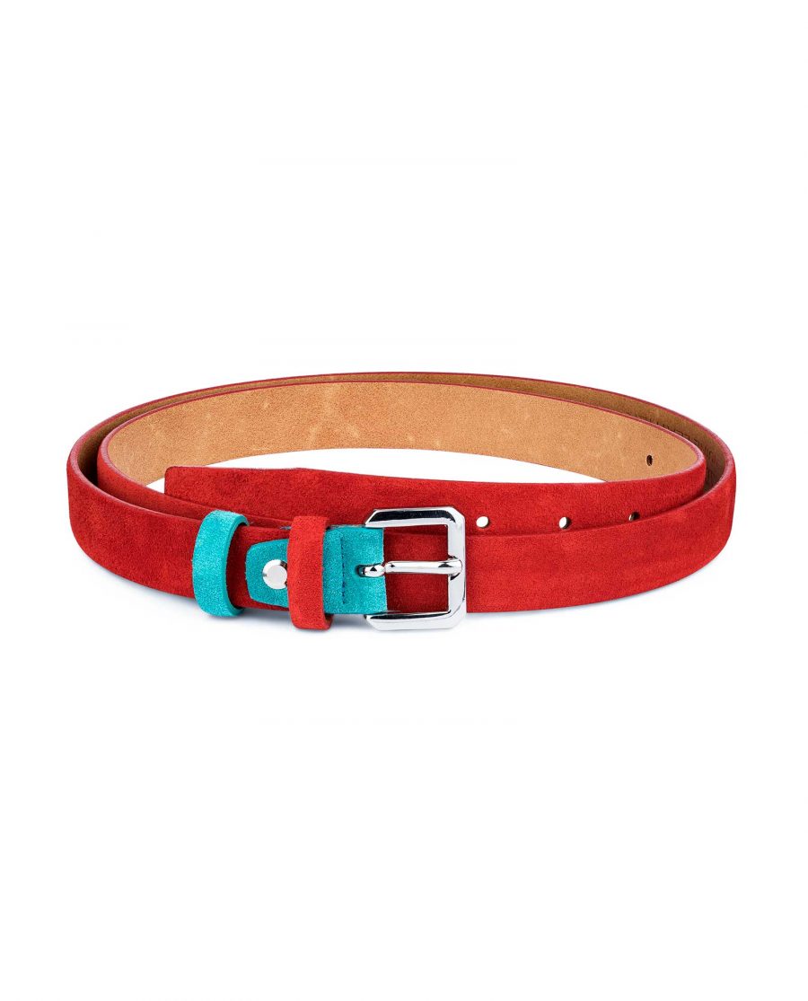 Thin-Red-Suede-Belt-with-Turqouise-Capo-Pelle-Main-image