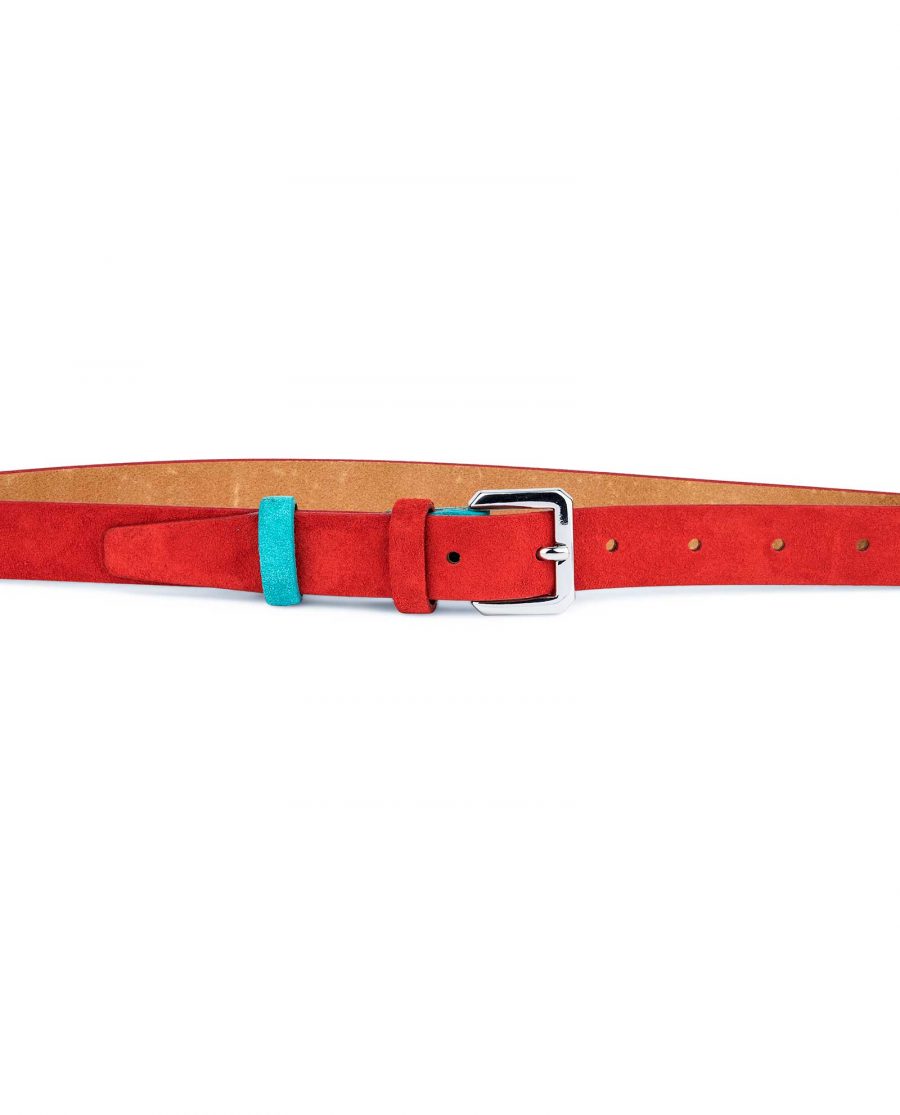 Thin-Red-Suede-Belt-with-Turqouise-Capo-Pelle-On-pants