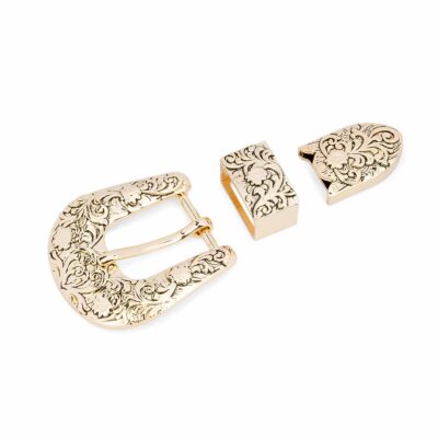 Western-Belt-Buckle-Gold-3-piece-set-1-inch-25-mm
