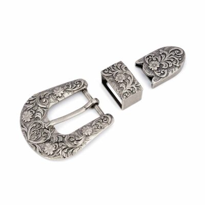 Western-Belt-Buckle-Silver-Antique-3-piece-set-25-mm-1-inch-First-picture