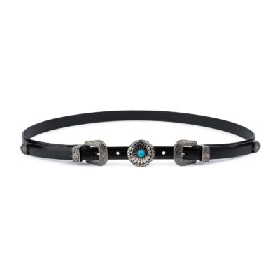 Western Belt Double Buckle With Turquoise Concho 1