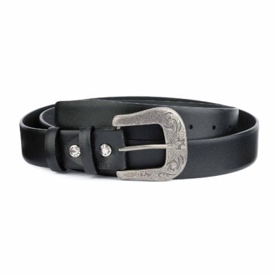 Western-Belt-Mens-Black-Genuine-Smooth-Leather
