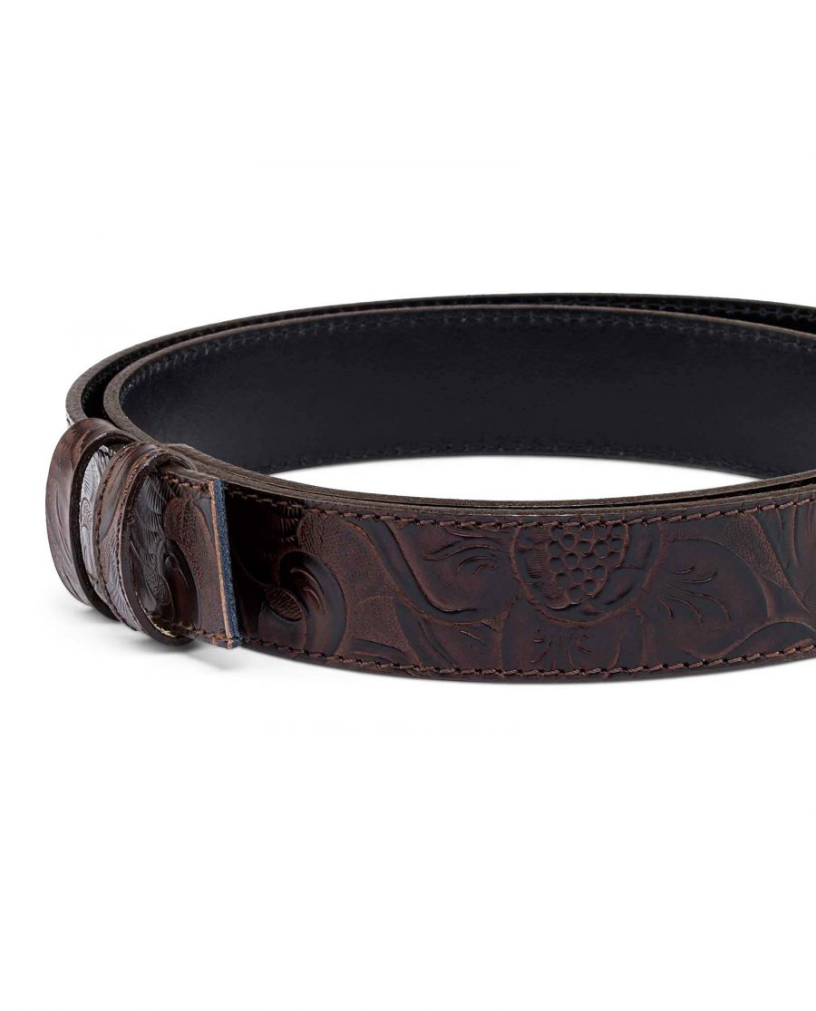Western-Floral-Embossed-Leather-Belt-Strap-Buckle-attach