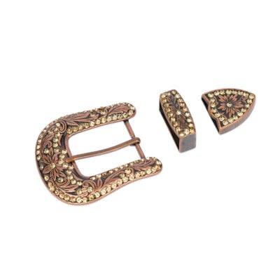 Western rhinestone copper belt buckle COPP34CWSET 1