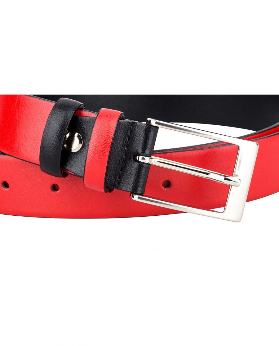 Womens-Reversible-Belt-Red-Black-Buckle-image