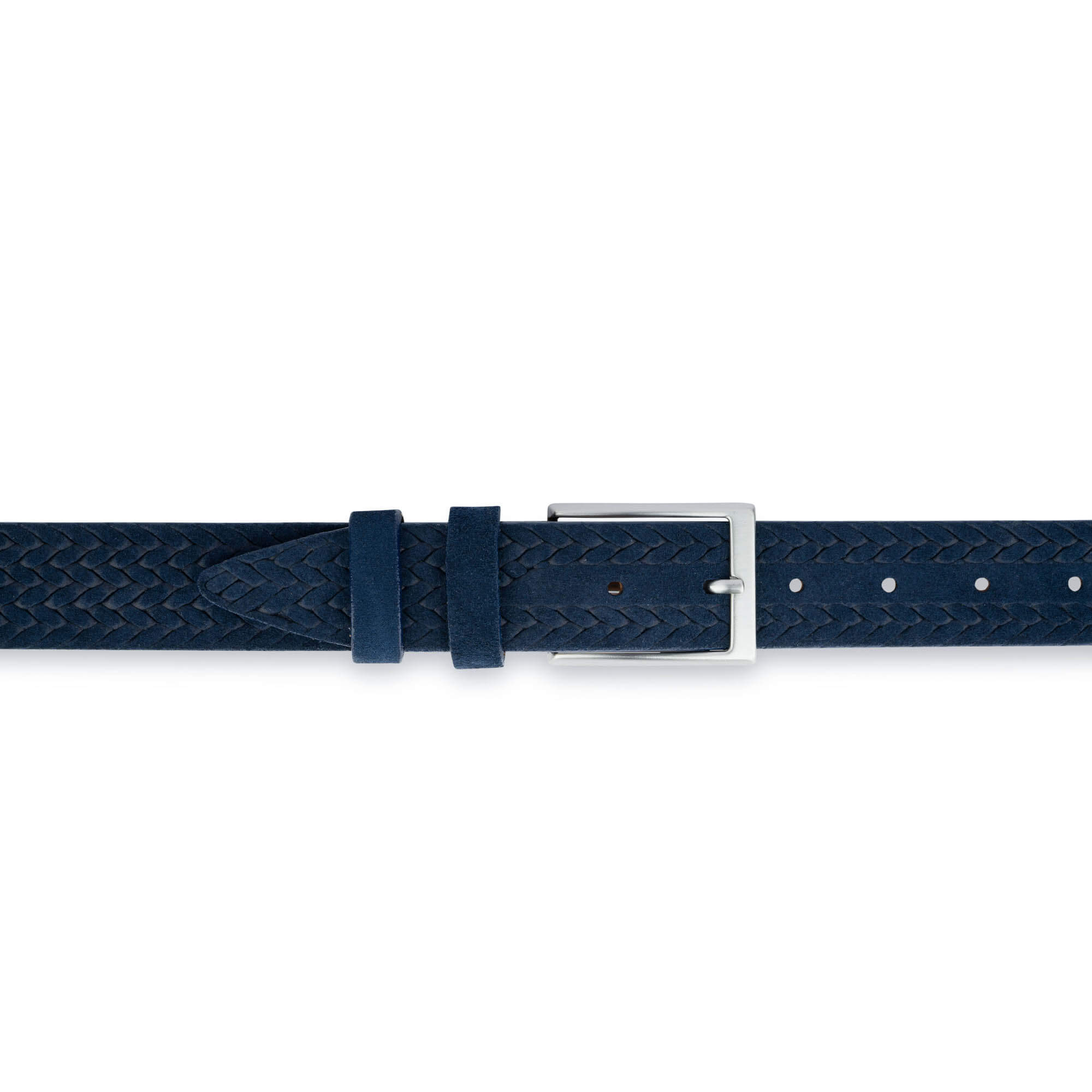 Buy Blue Suede Leather Belt - Woven Emboss - LeatherBeltsOnline.com
