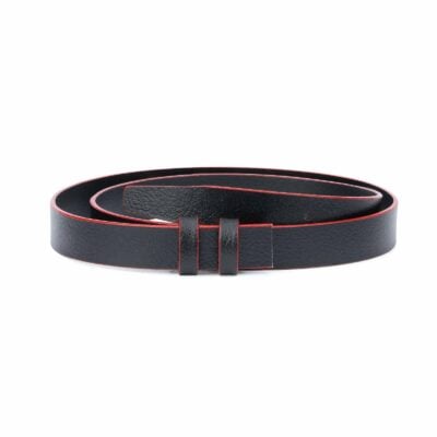 1-Inch-Black-Thin-Belt-Without-Buckle-Red-Edges-Capo-Pelle