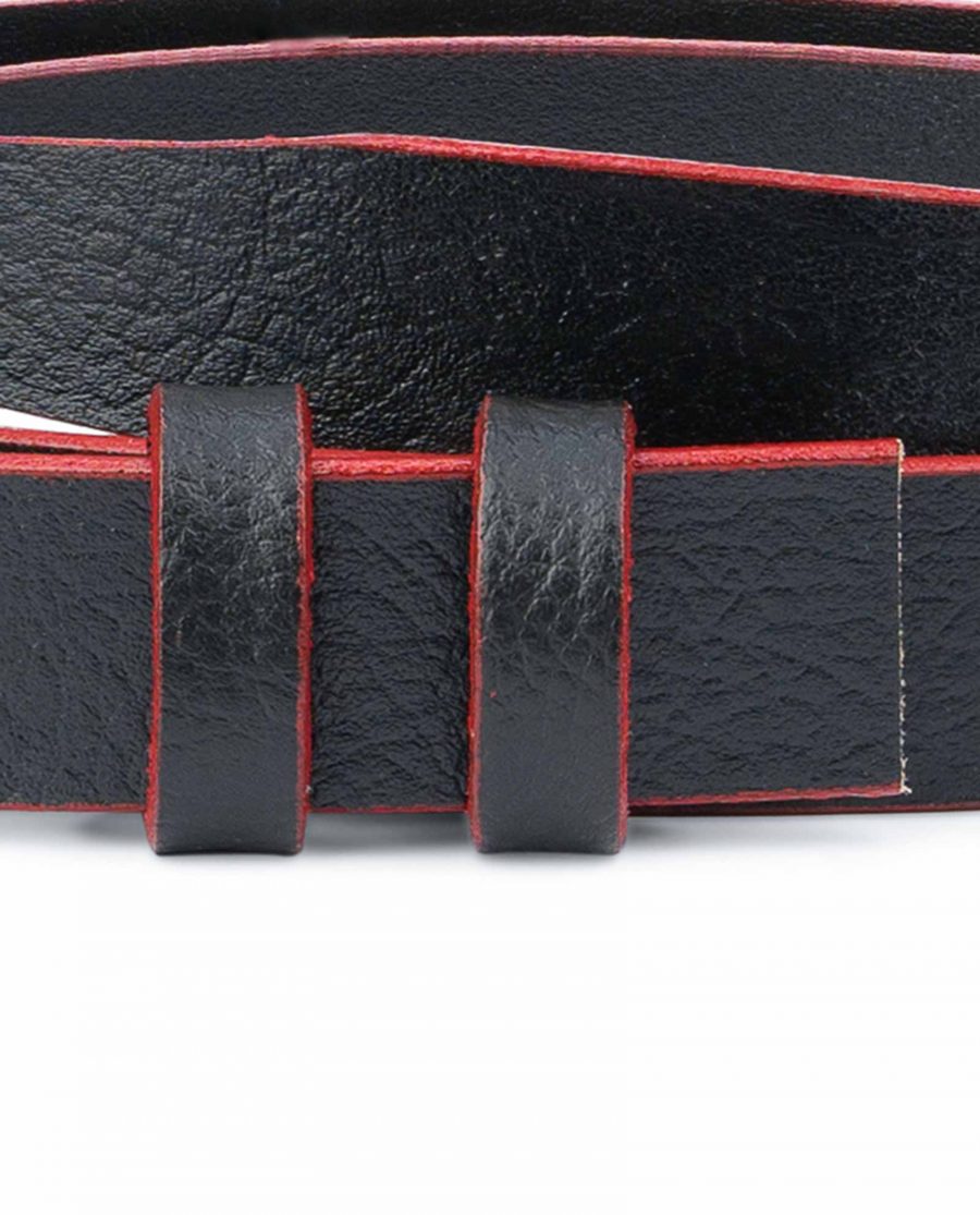 1-Inch-Black-Thin-Belt-Without-Buckle-Red-Edges-Pebbled