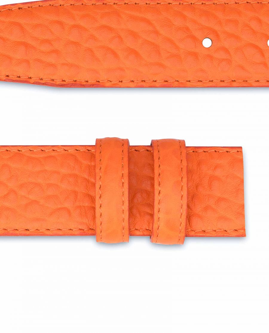 Belt-Without-Buckle-Orange-Leather-Strap-1-3-8-inch-Belt-loops
