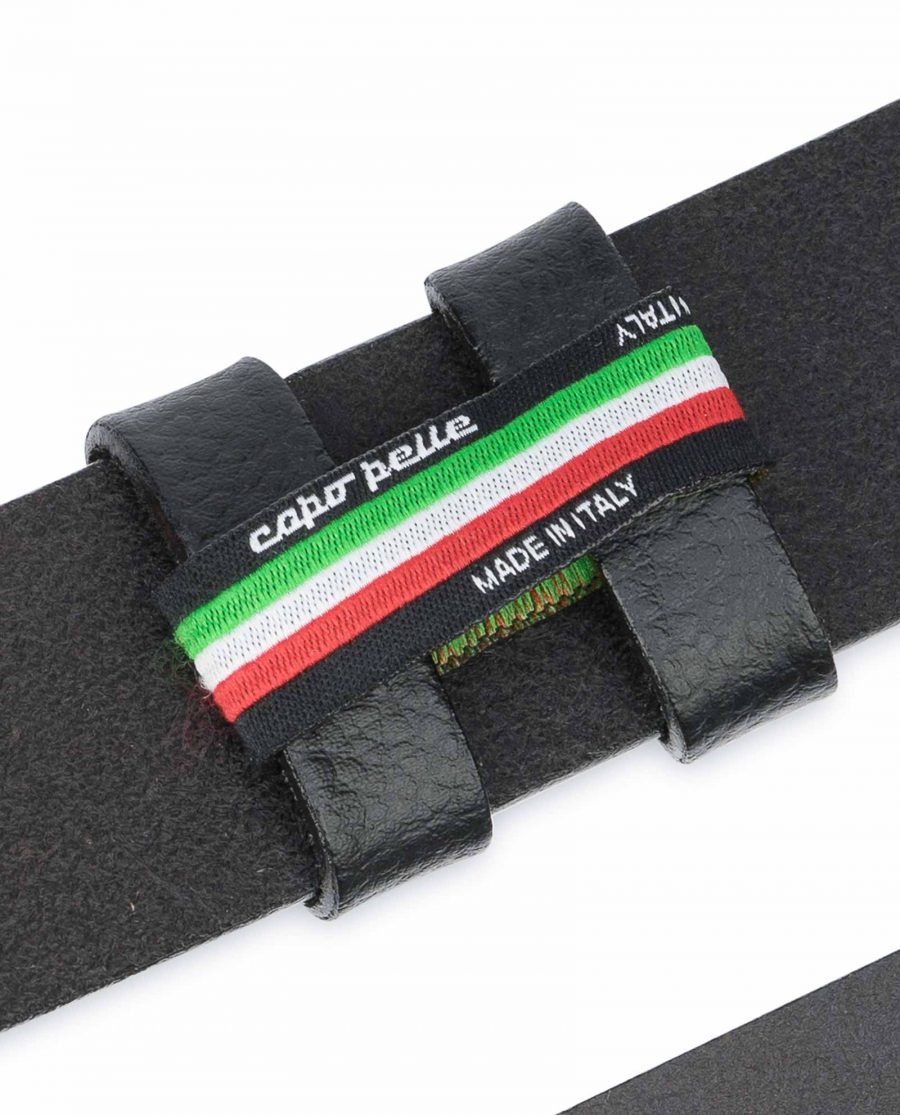Black-Leather-Belt-No-Buckle-Replacement-Strap-Italian