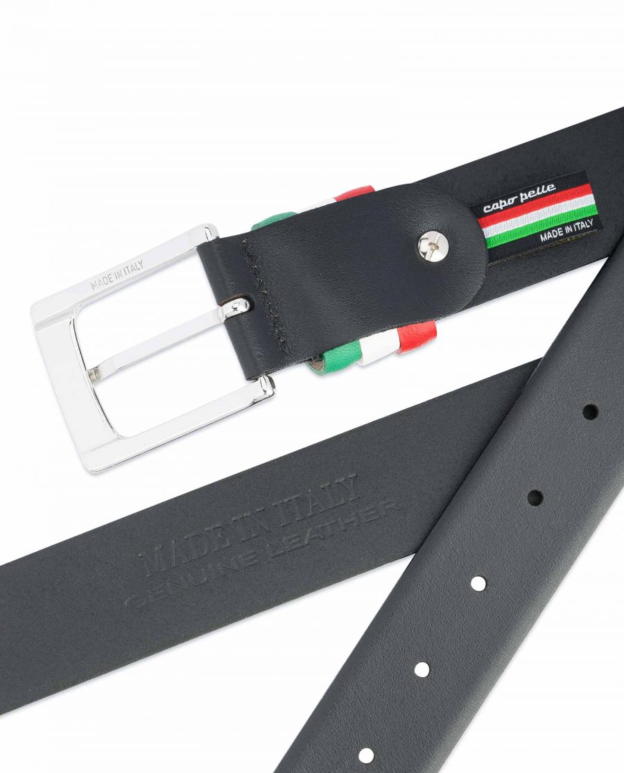 Black-Leather-Belt-with-Italy-Flag-Colors-Heat-stamp