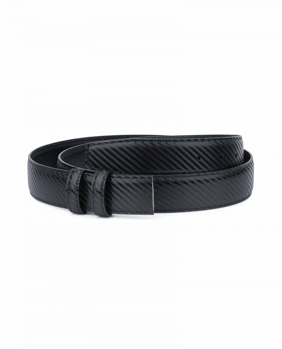 Carbon-Fiber-Leather-Belt-Without-Buckle-Black-1-3-8-inch-Capo-Pelle