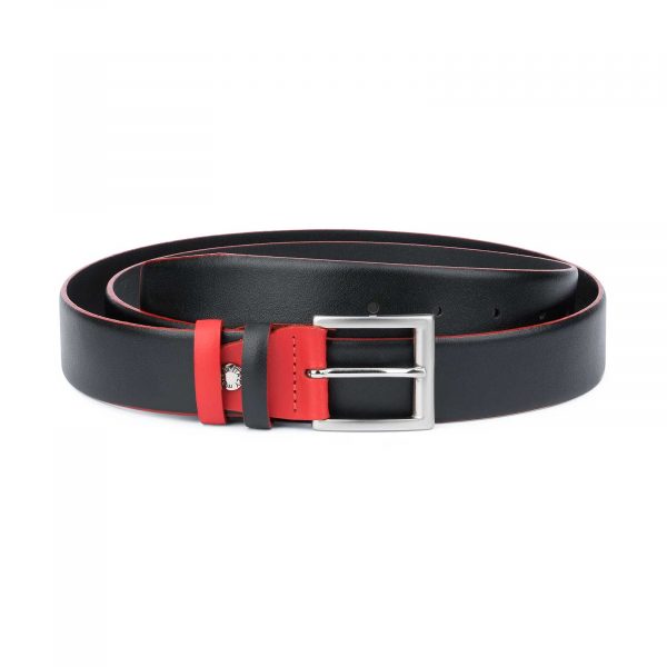 Mens-Designer-Belt-Black-with-Red-Capo-Pelle