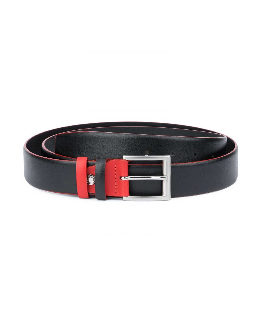 Mens-Designer-Belt-Black-with-Red-Capo-Pelle