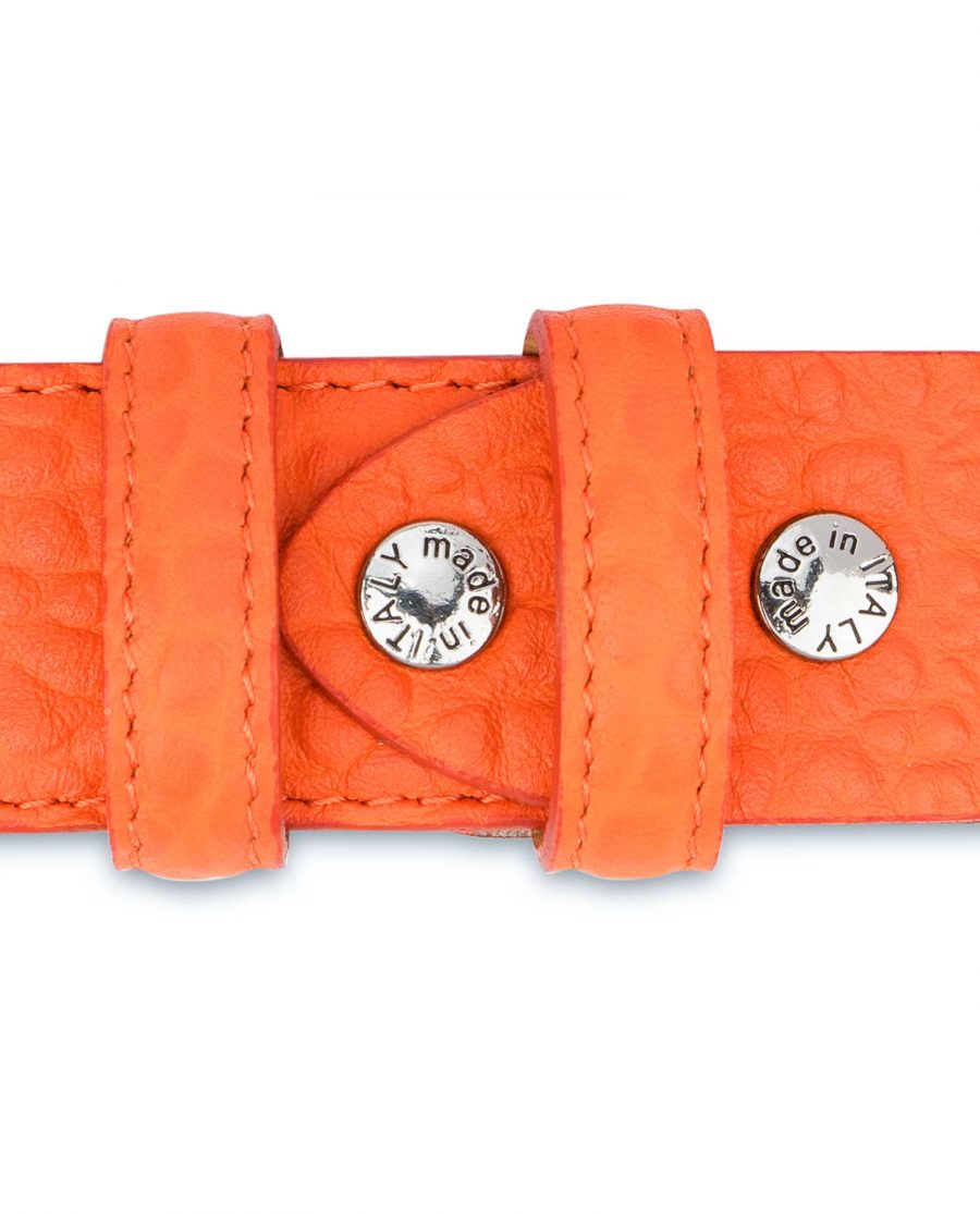 Mens-Orange-Belt-Pebbled-Italian-Leather-Screws