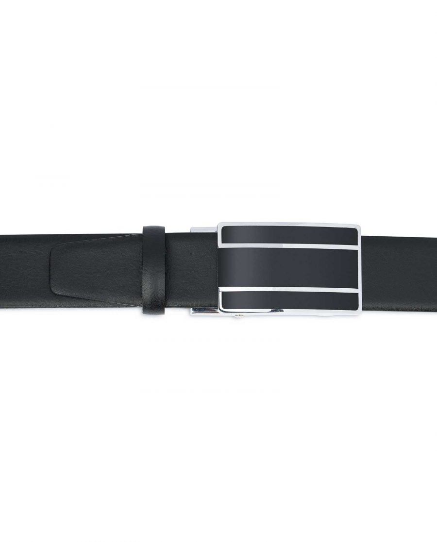 Mens-Ratchet-Belt-Black-Smooth-Leather-Capo-Pelle-Black-buckle