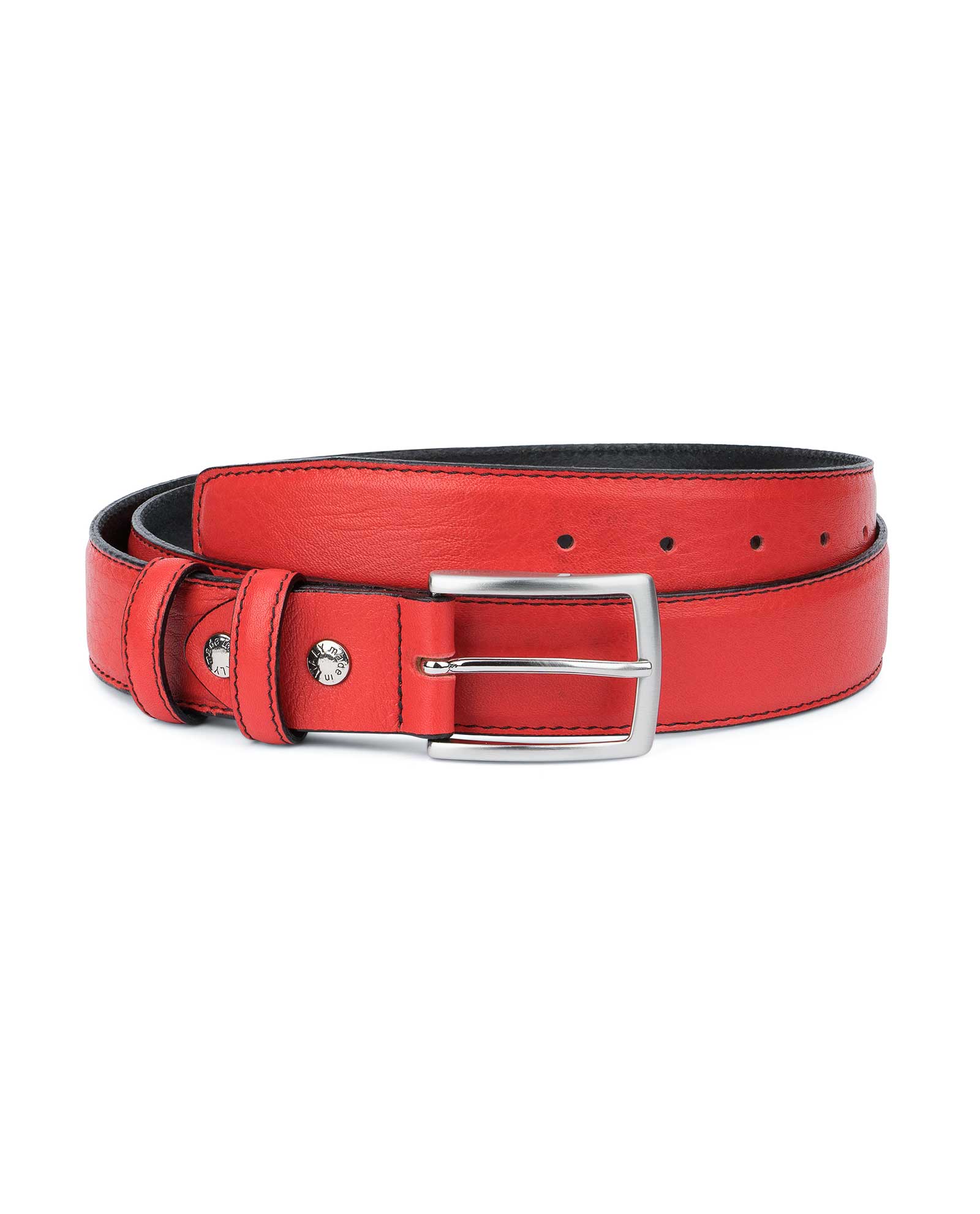Buy Men's Red Leather Belt | Smooth and Soft | LeatherBeltsOnline.com