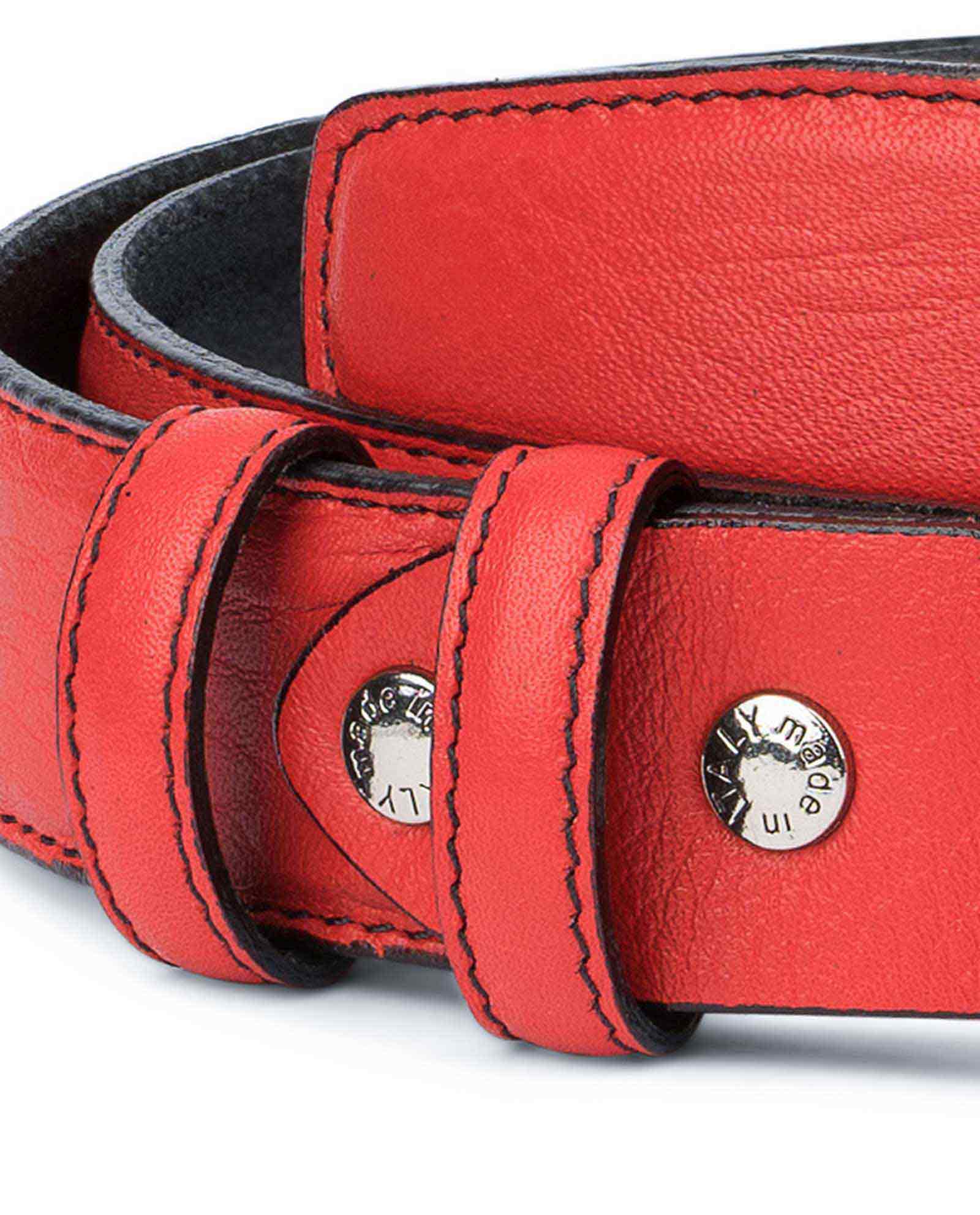 mens red leather belt