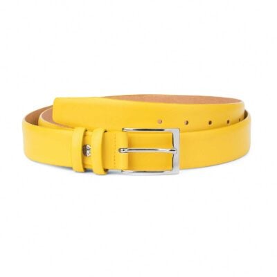 Mens-Yellow-Leather-Belt-For-Jeans-Capo-Pelle