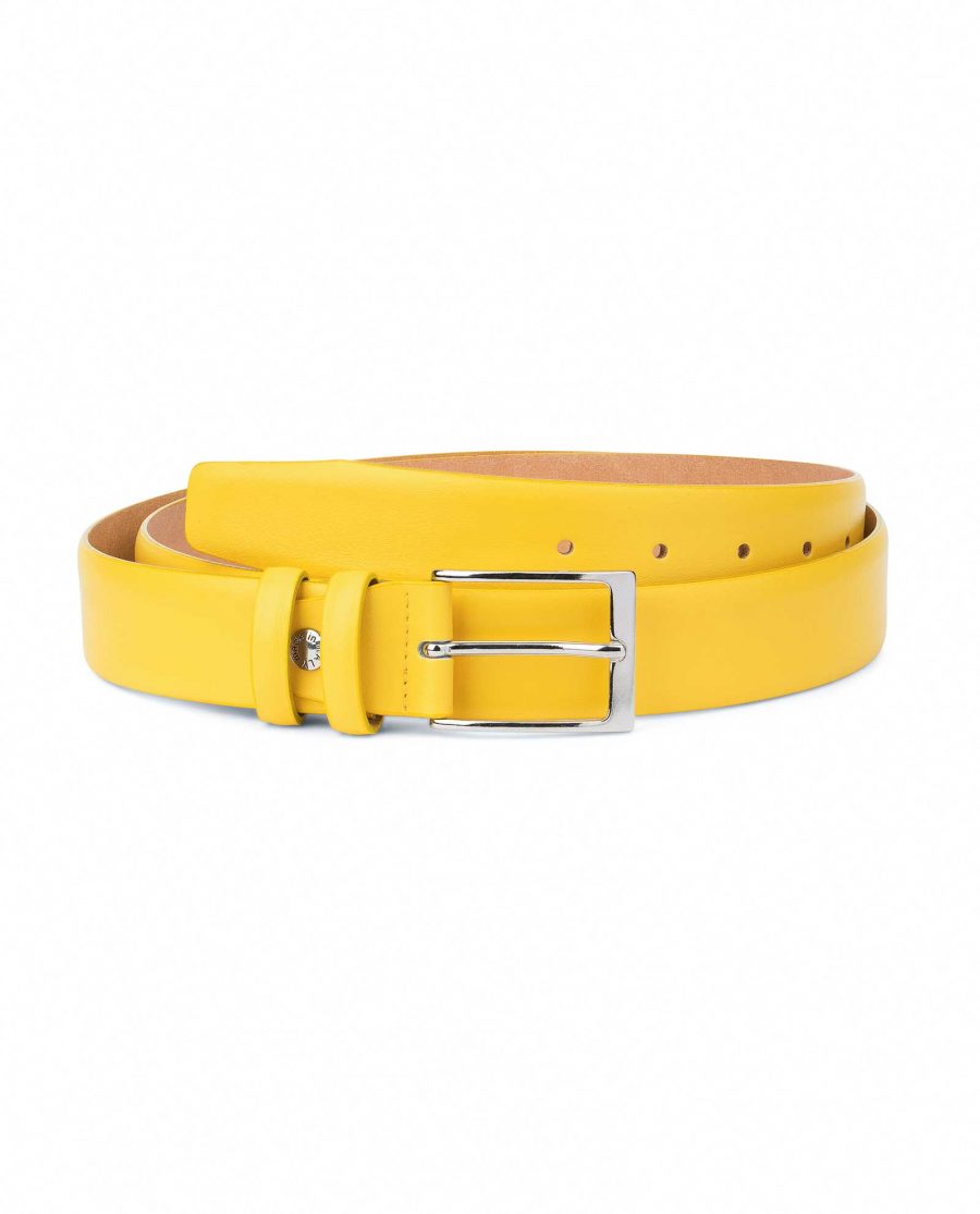 Mens-Yellow-Leather-Belt-For-Jeans-Capo-Pelle