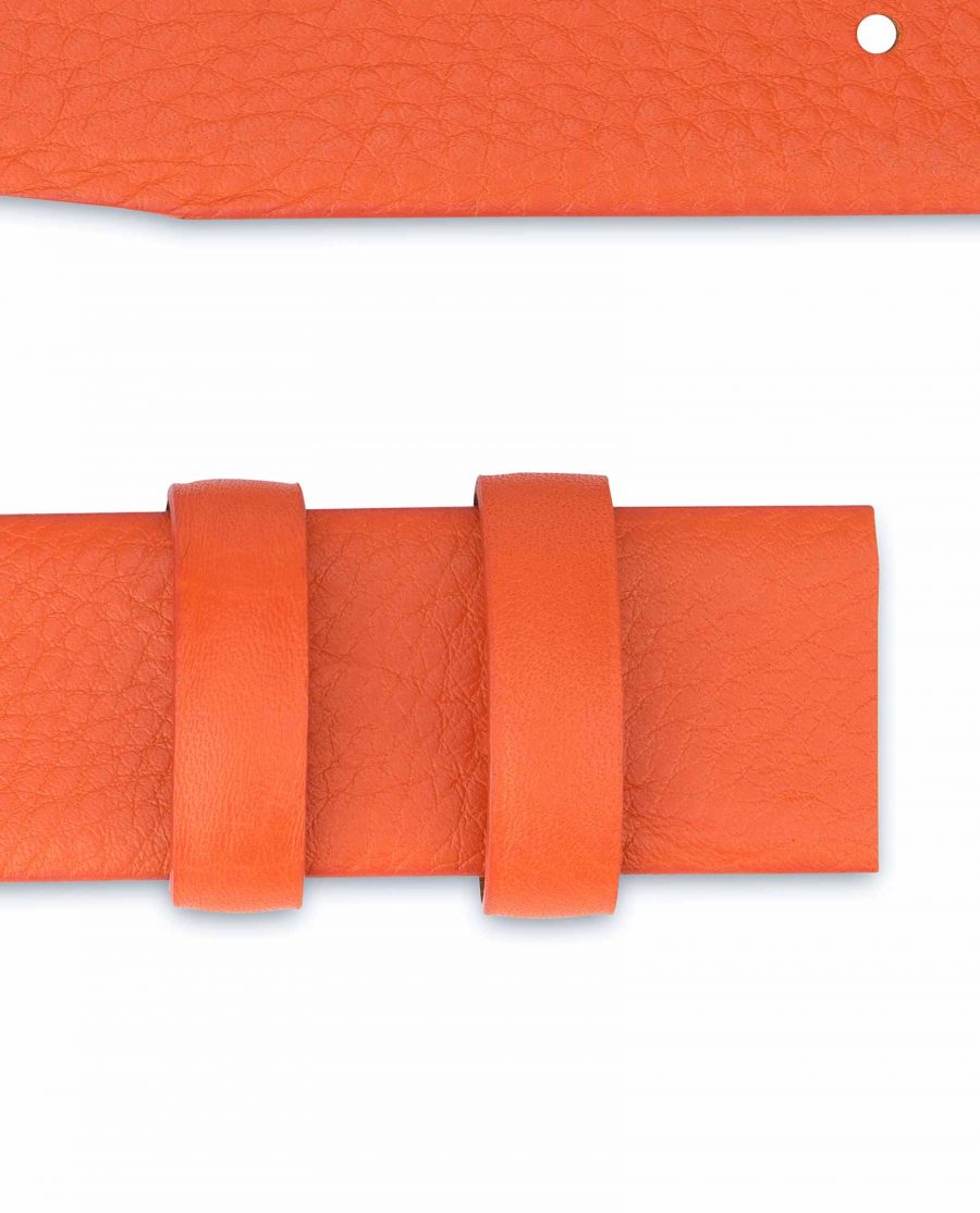 Orange-Belt-Without-Buckle-Soft-Leather-Strap-1-3-8-inch-Loops