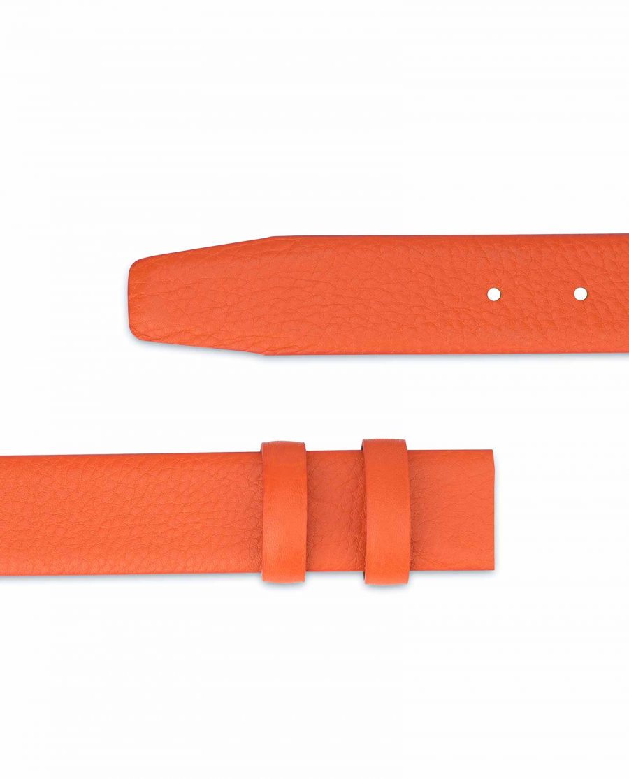 Orange-Belt-Without-Buckle-Soft-Leather-Strap-1-3-8-inch-Pebbled