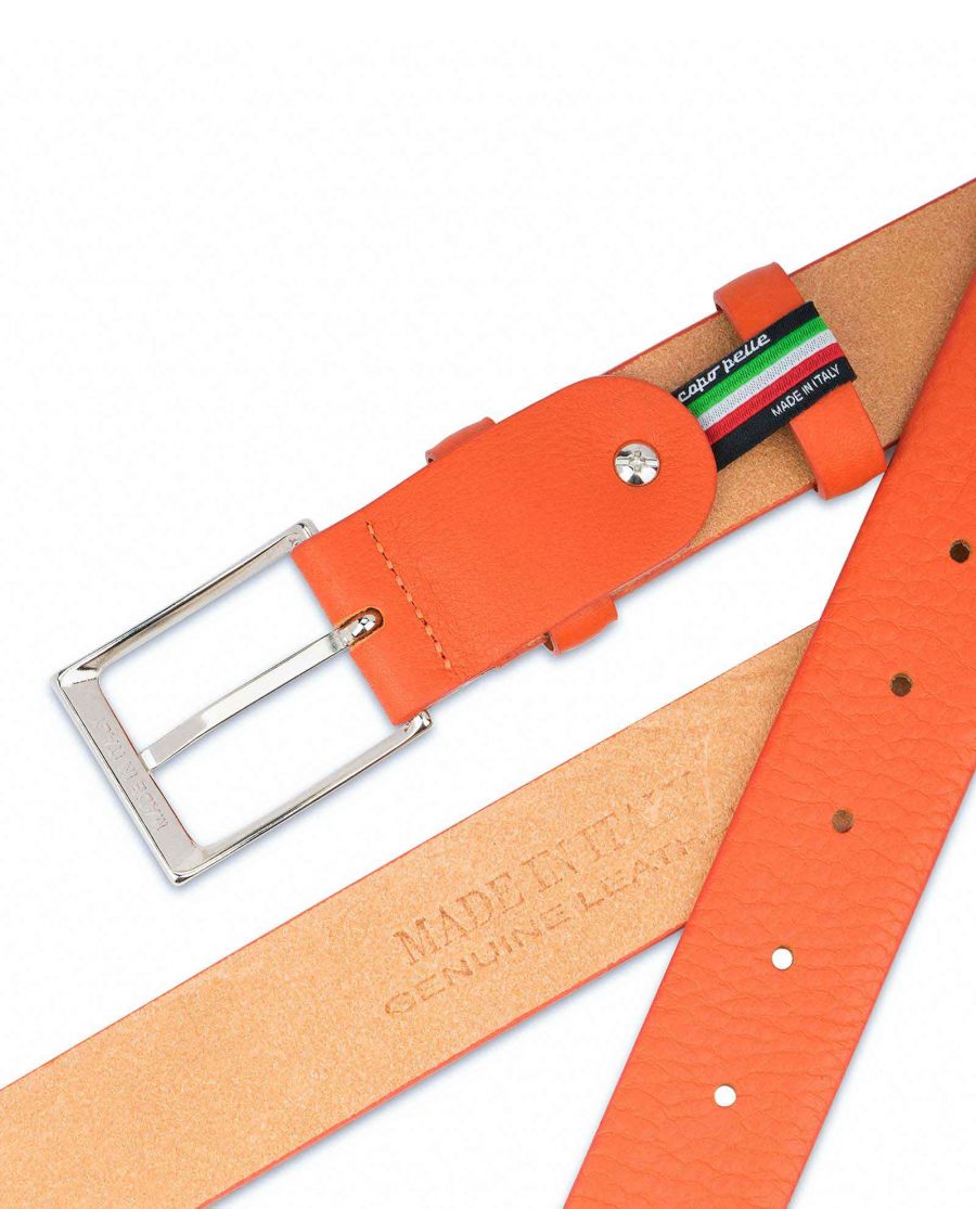 Orange-Leather-Belt-Soft-and-Luxury-Hot-stamp