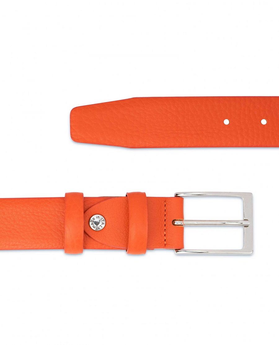 Orange-Leather-Belt-Soft-and-Luxury-Pebbled-calfskin