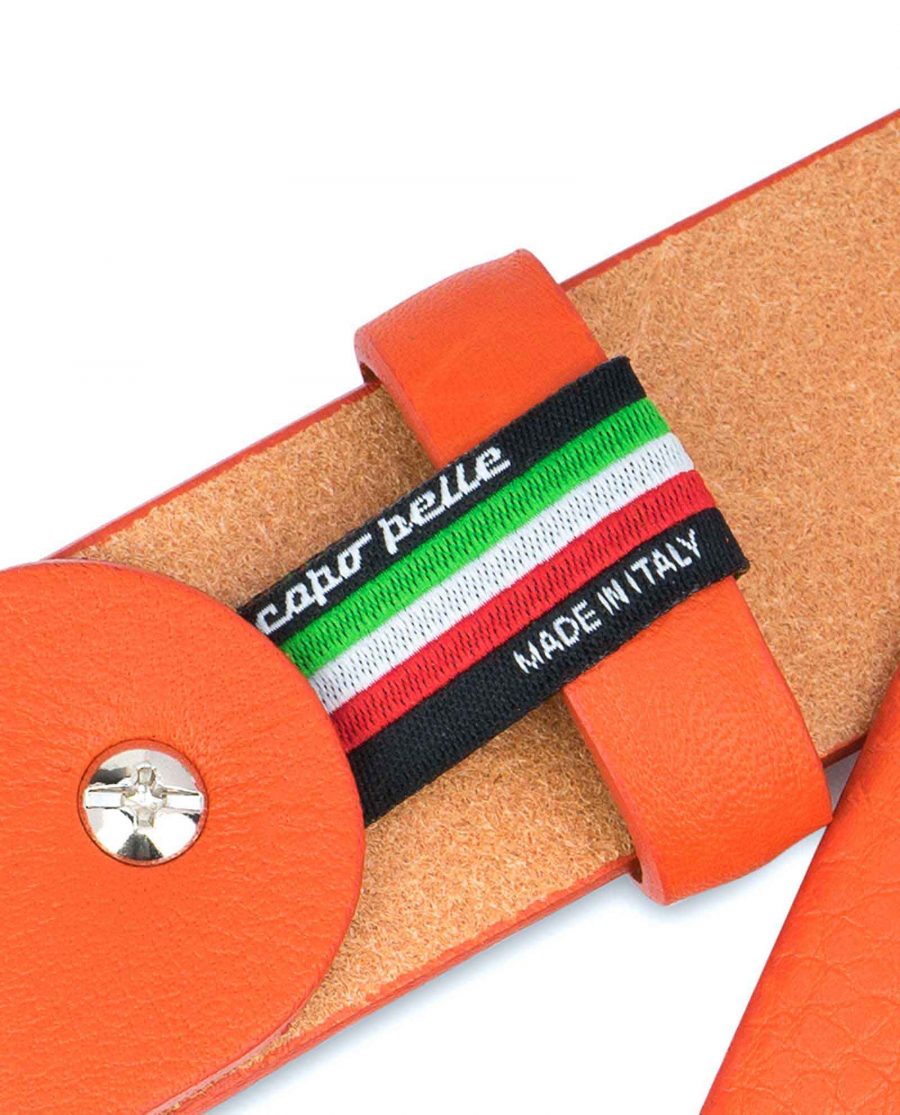 Orange-Leather-Belt-Soft-and-Luxury-Woven-tag