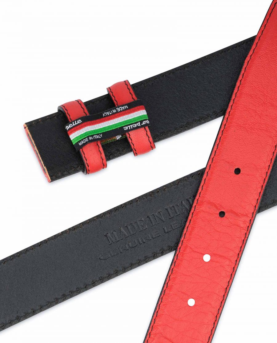 Red-Belt-With-No-Buckle-Soft-Italian-Leather-Hot-stamp