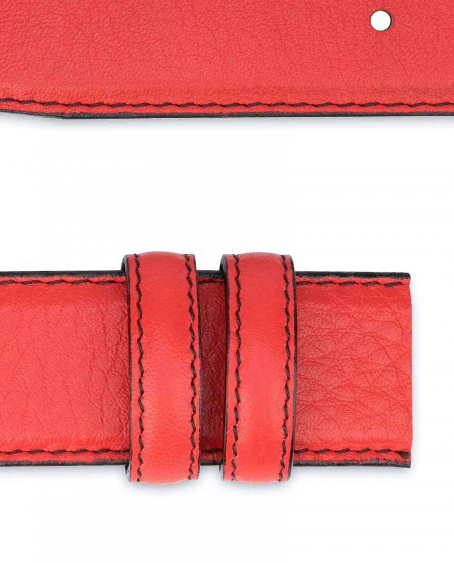 Red-Belt-With-No-Buckle-Soft-Italian-Leather-Loops